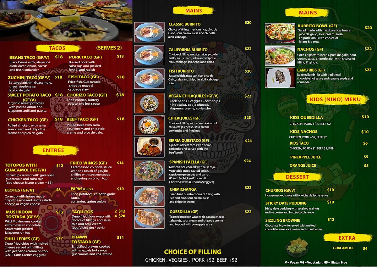 Menu, Mezcals Tequila Bar & Restaurant