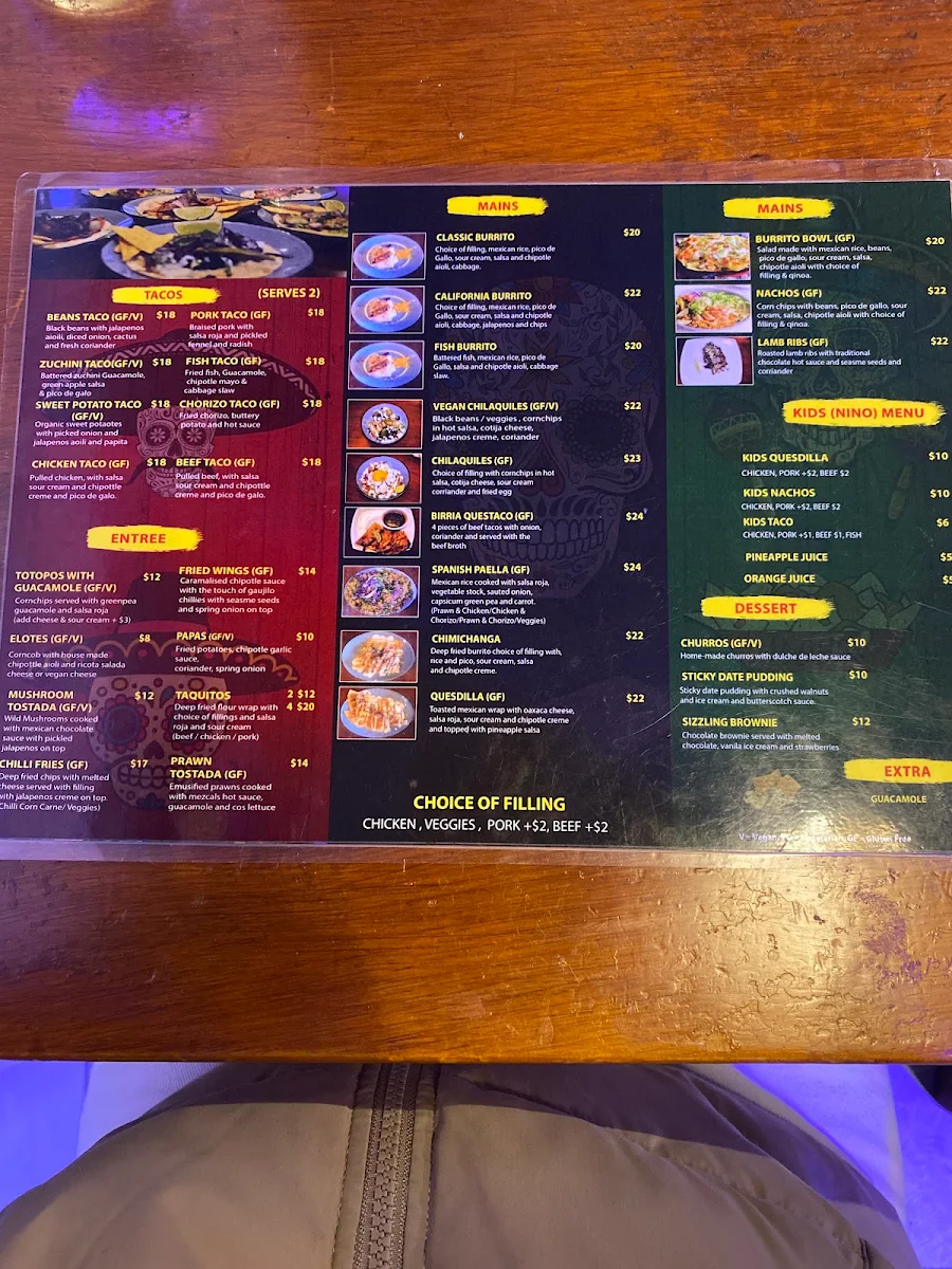 Menu, Mezcals Tequila Bar & Restaurant