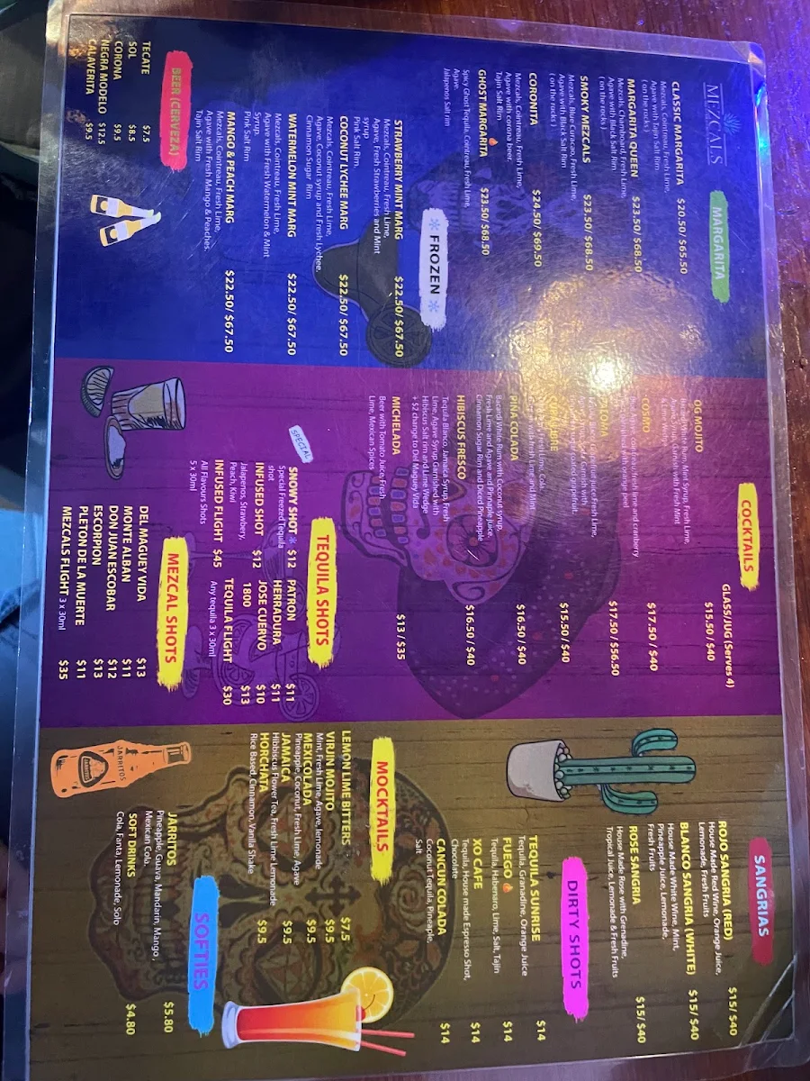 Menu, Mezcals Tequila Bar & Restaurant