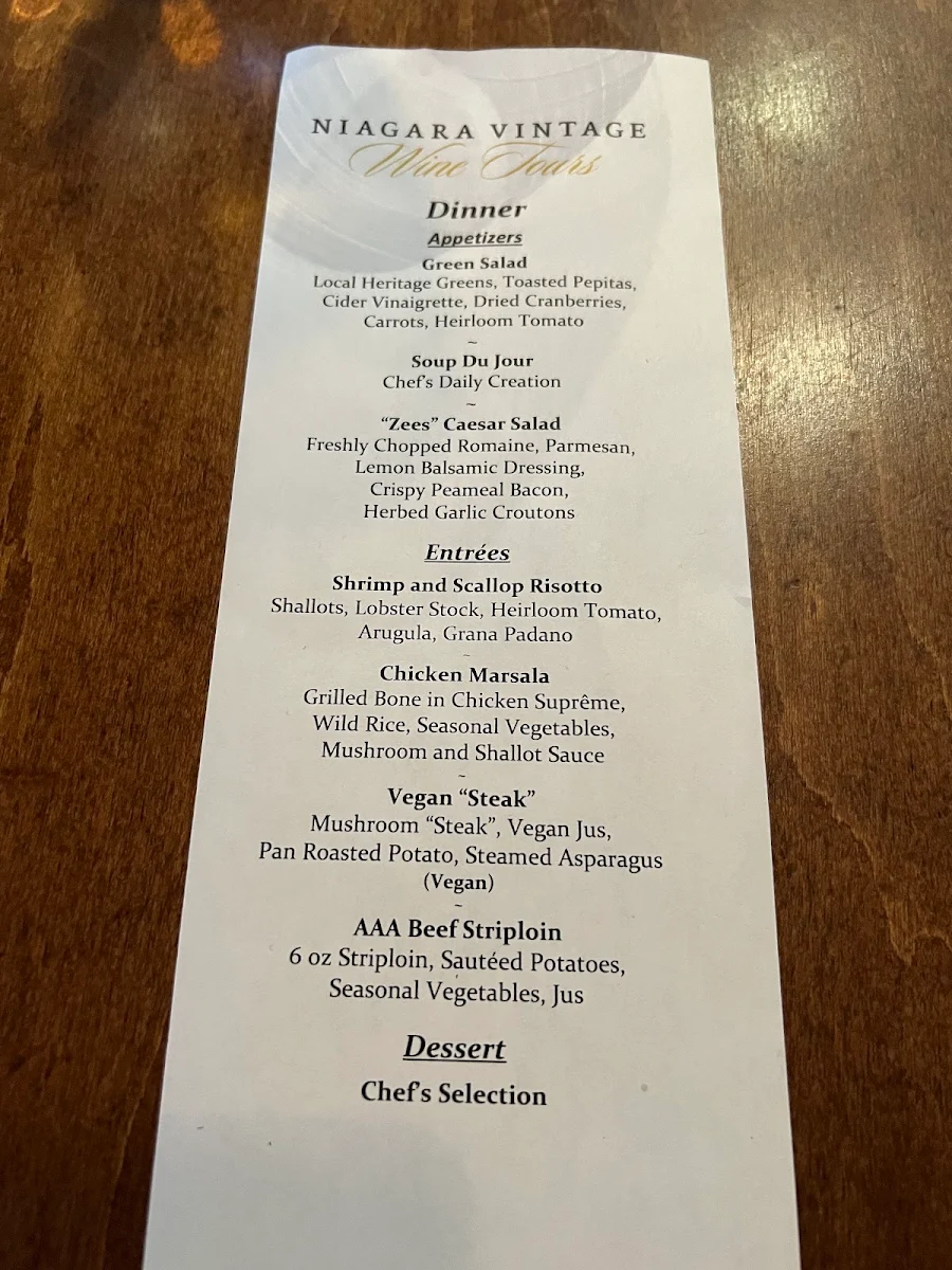 Menu, Zees Wine Bar & Grill