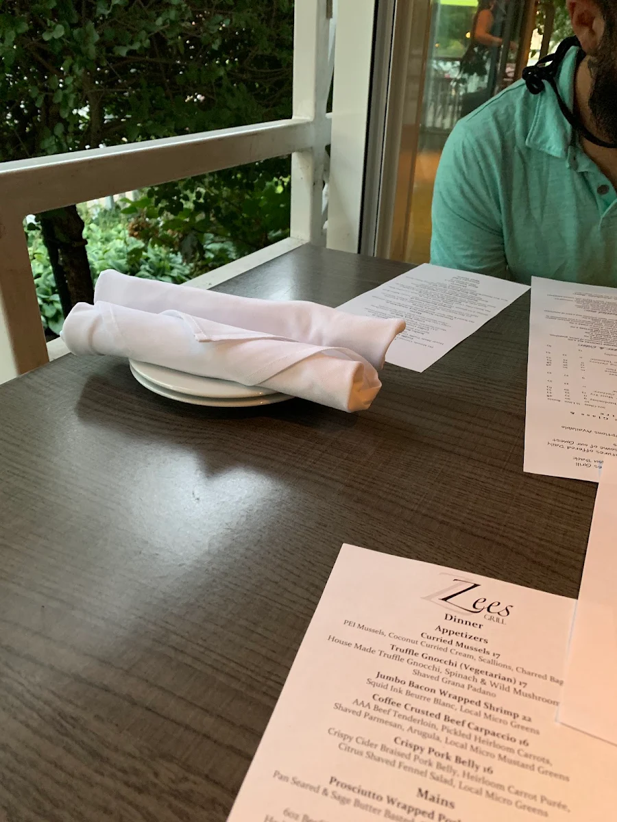 Menu, Zees Wine Bar & Grill
