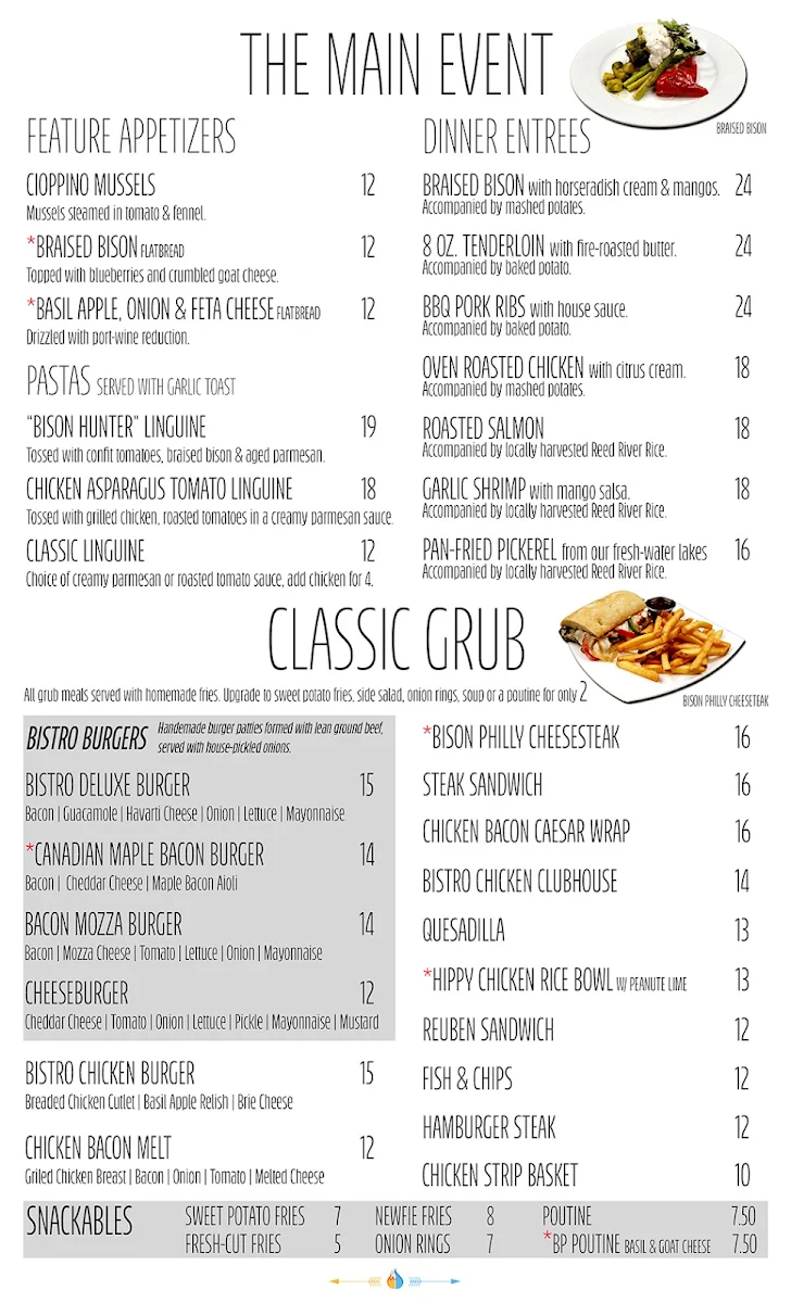 Menu, Fire & Water Bistro at Buffalo Point