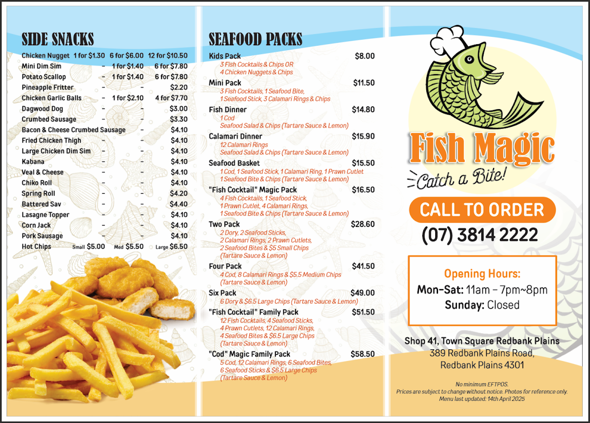 Menu, Fish Magic