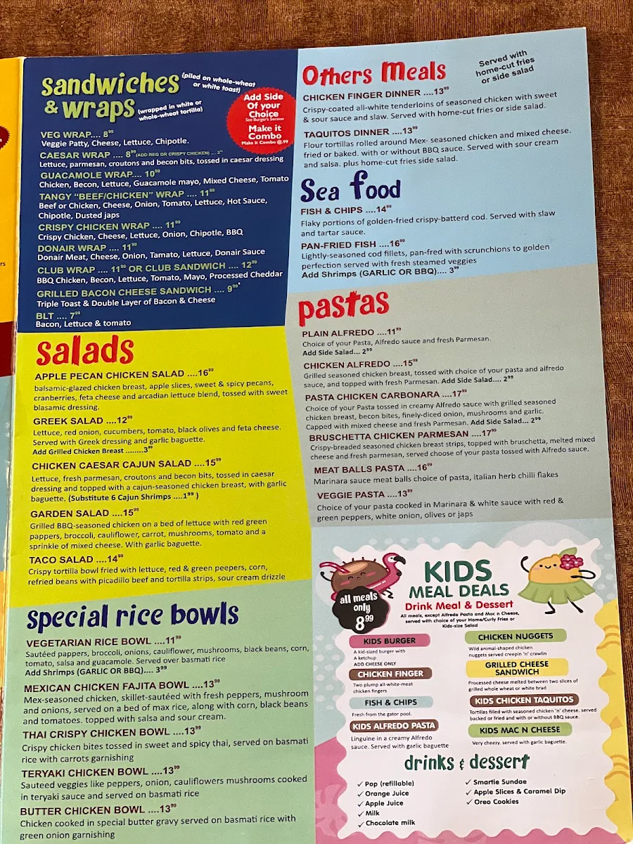 Menu, Ranvee’s Eatery (Sudbury)