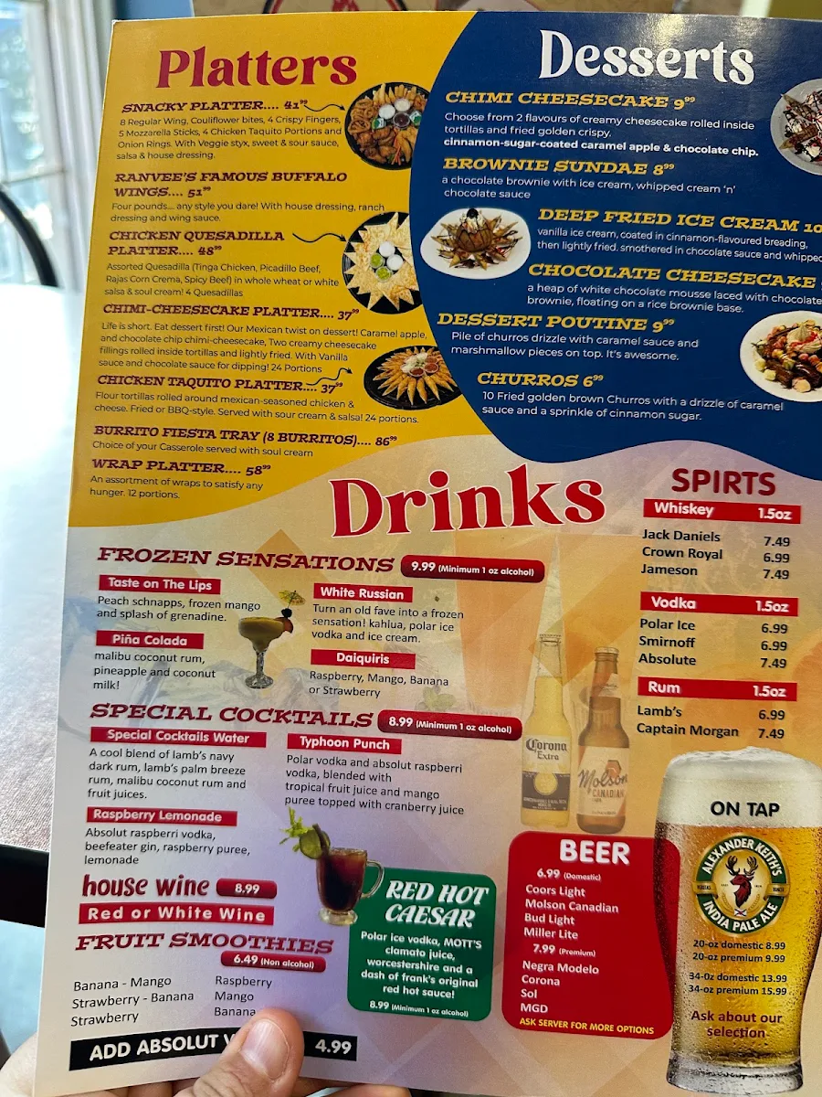 Menu, Ranvee’s Eatery (Sudbury)