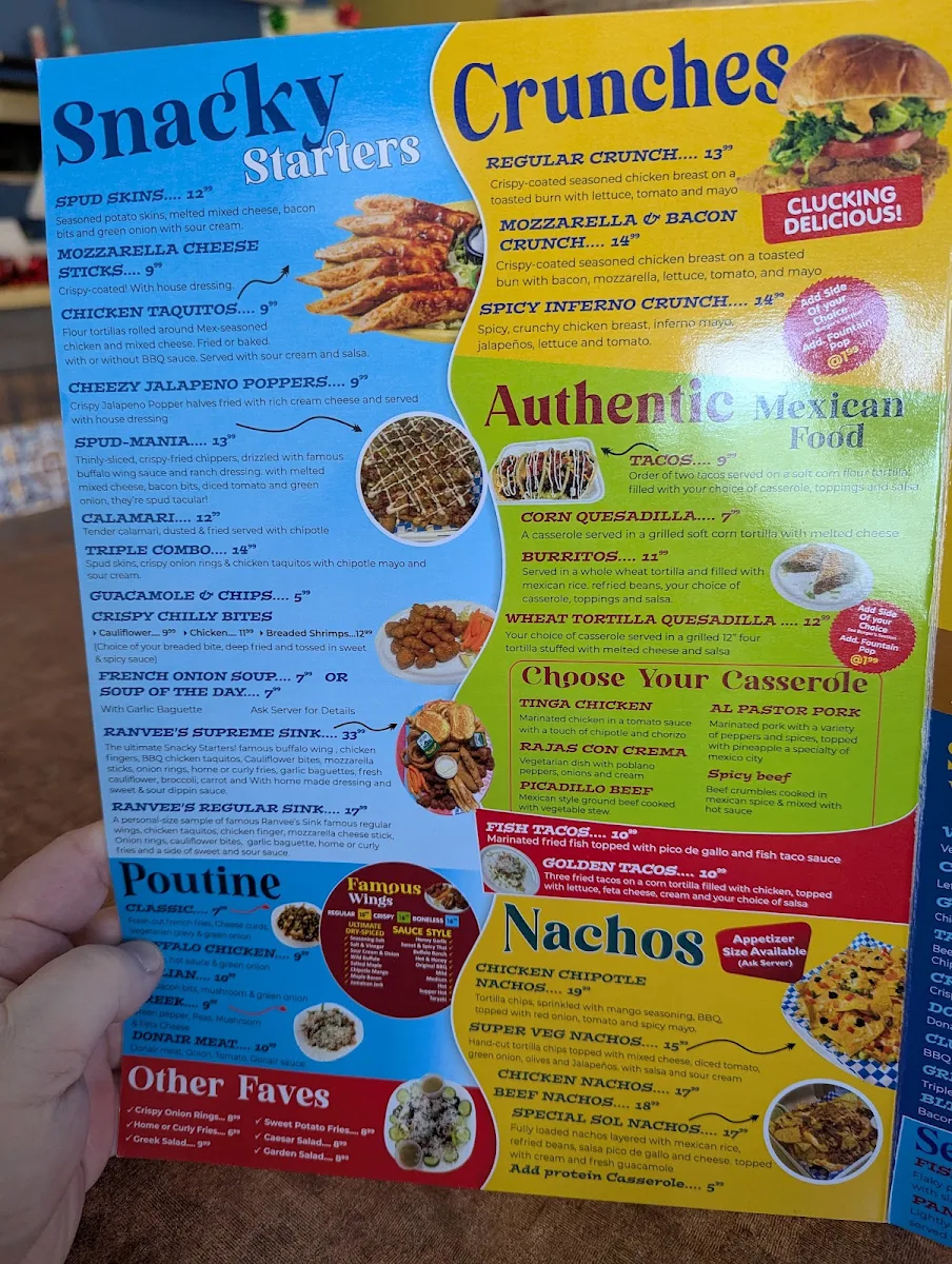 Menu, Ranvee’s Eatery (Sudbury)