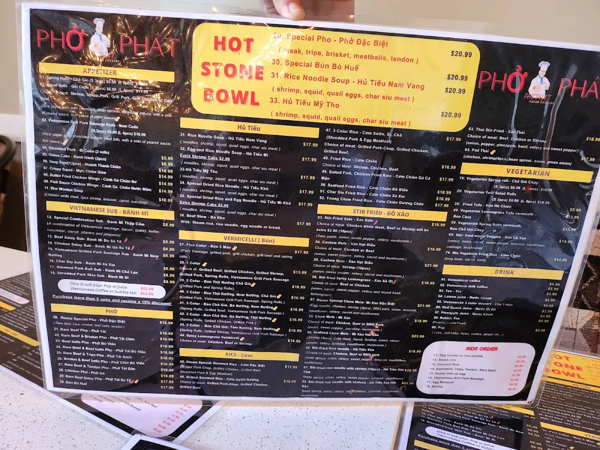 Menu, Pho Phat