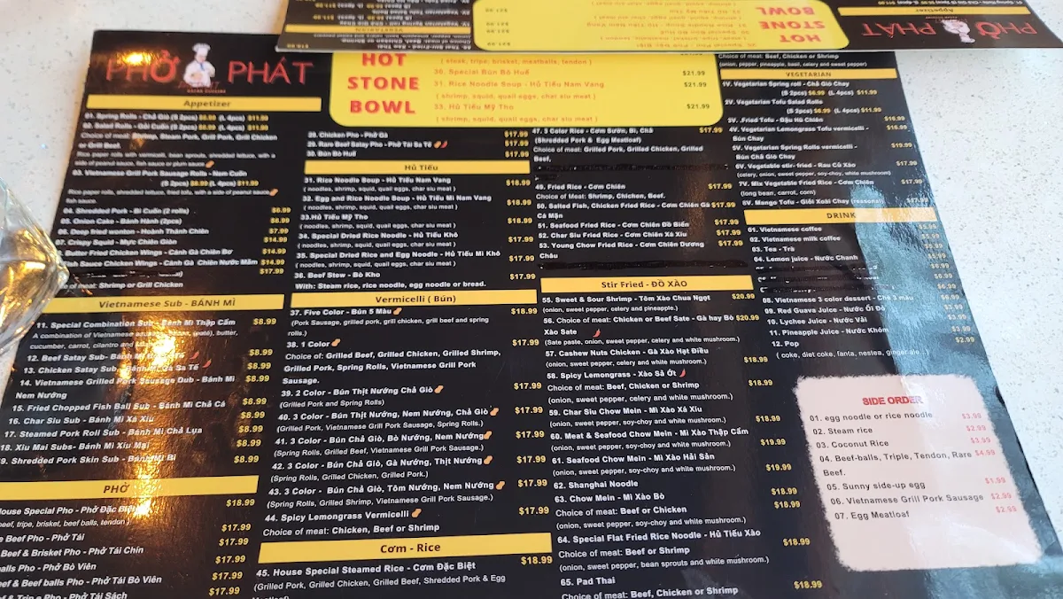 Menu, Pho Phat