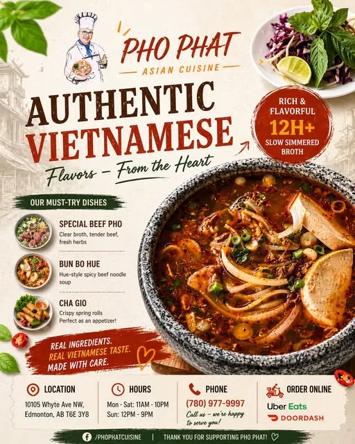 Menu, Pho Phat