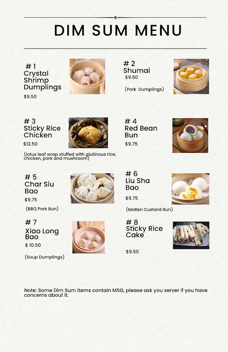 Menu, Dumpling House Williams Lake