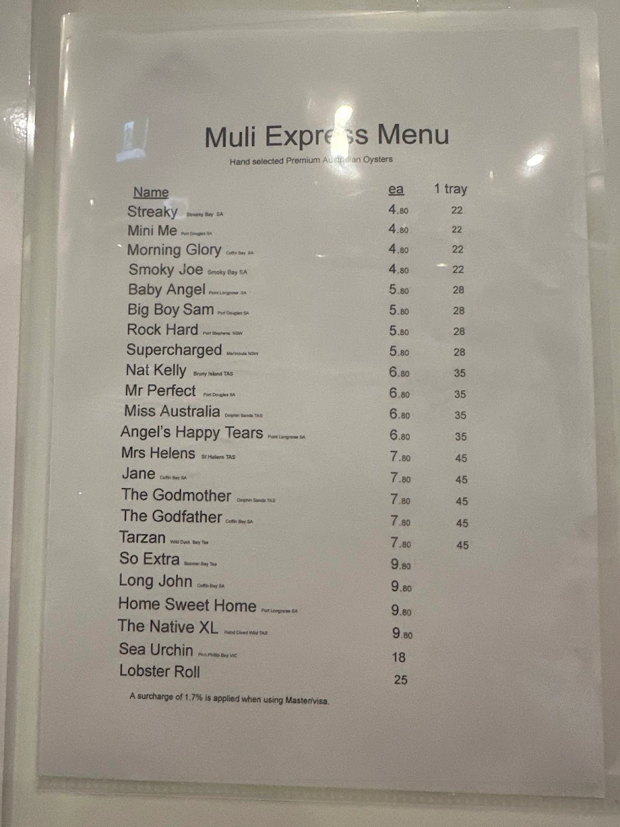Menu, Muli Express
