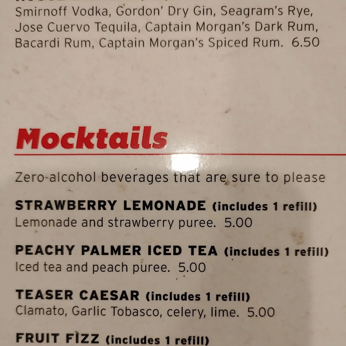 Menu, Ricky's Country Restaurant - Abbotsford