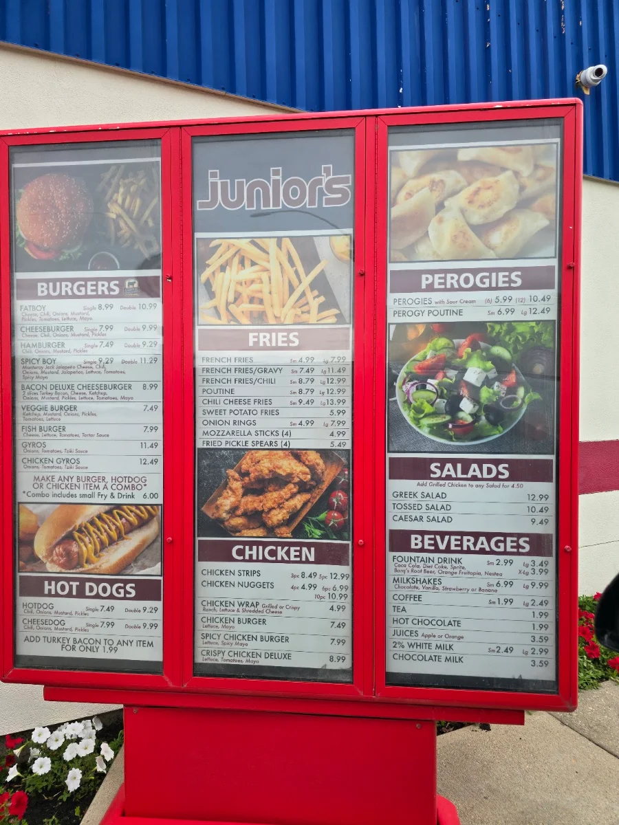 Menu, Junior's Restaurant