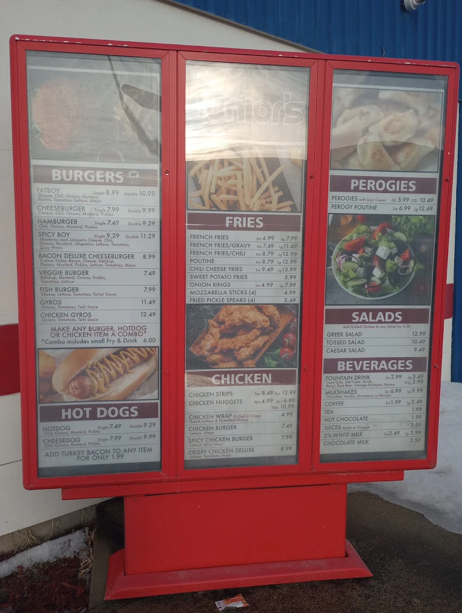 Menu, Junior's Restaurant