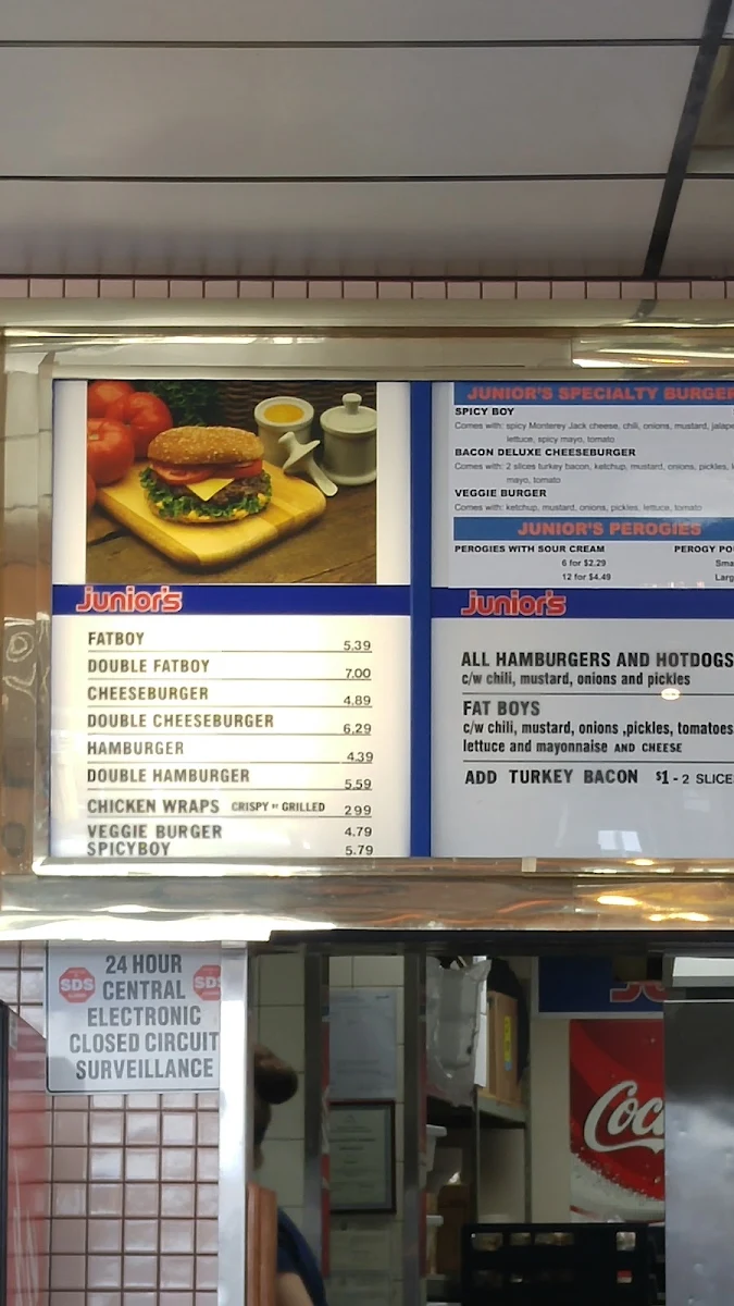 Menu, Junior's Restaurant