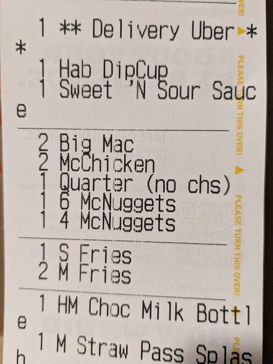 Menu, McDonald's