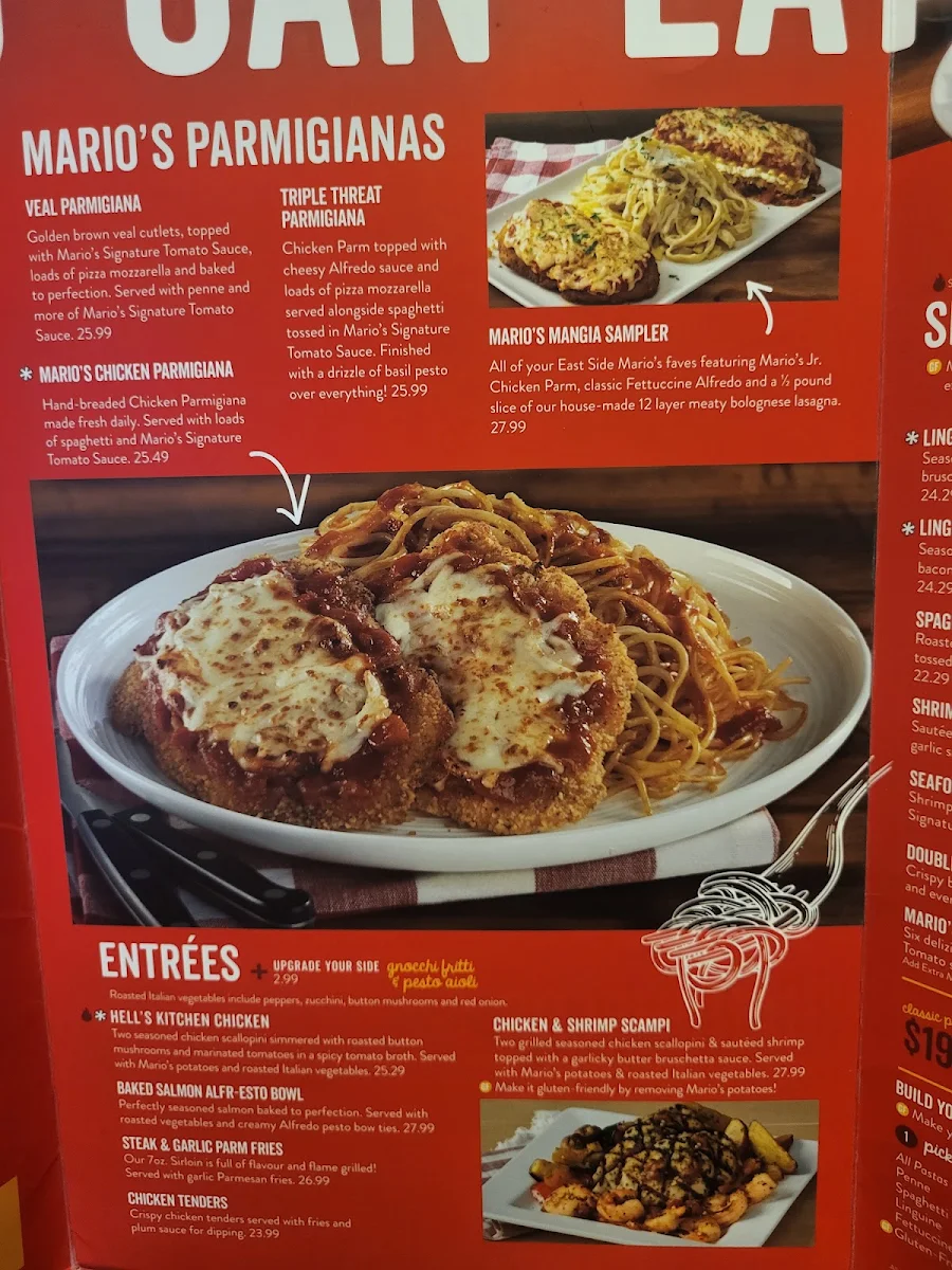 Menu, East Side Mario's