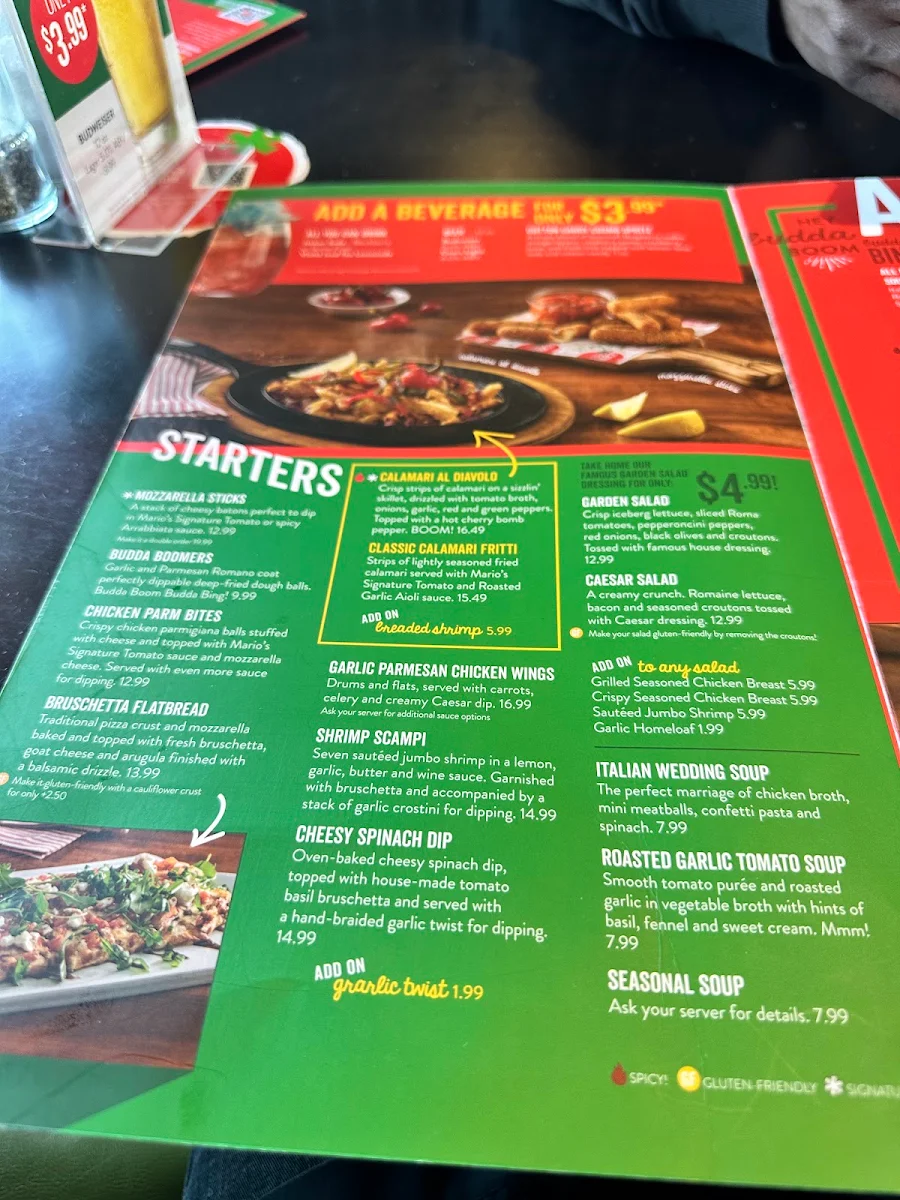 Menu, East Side Mario's