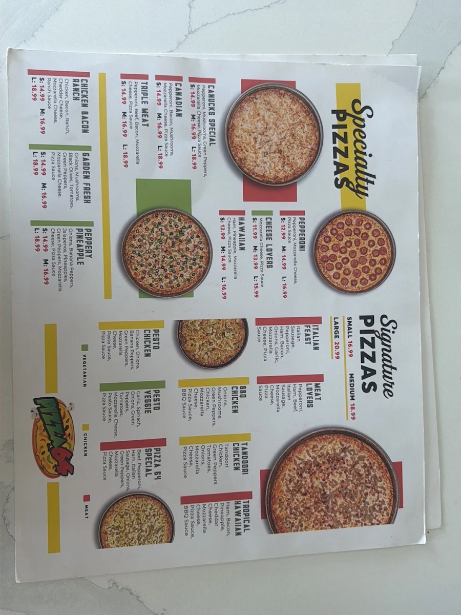 Menu, Pizza 64 Maple Ridge