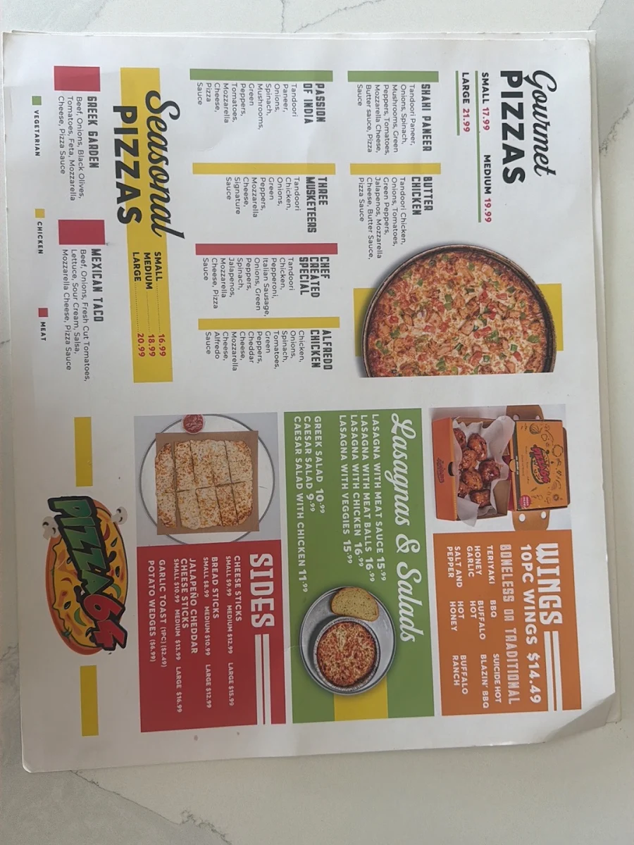 Menu, Pizza 64 Maple Ridge