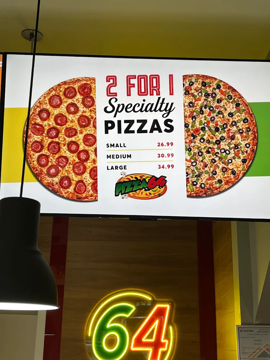 Menu, Pizza 64 Maple Ridge