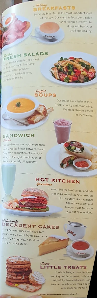 Menu, Dôme Café - Canning Vale