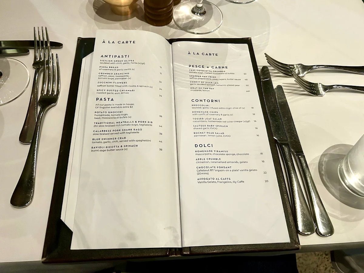 Menu, Verde Restaurant