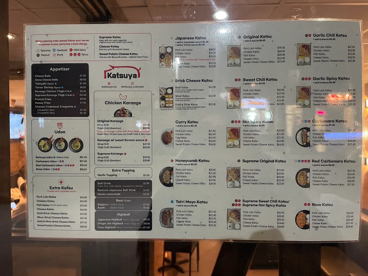 Menu, Katsuya Montréal