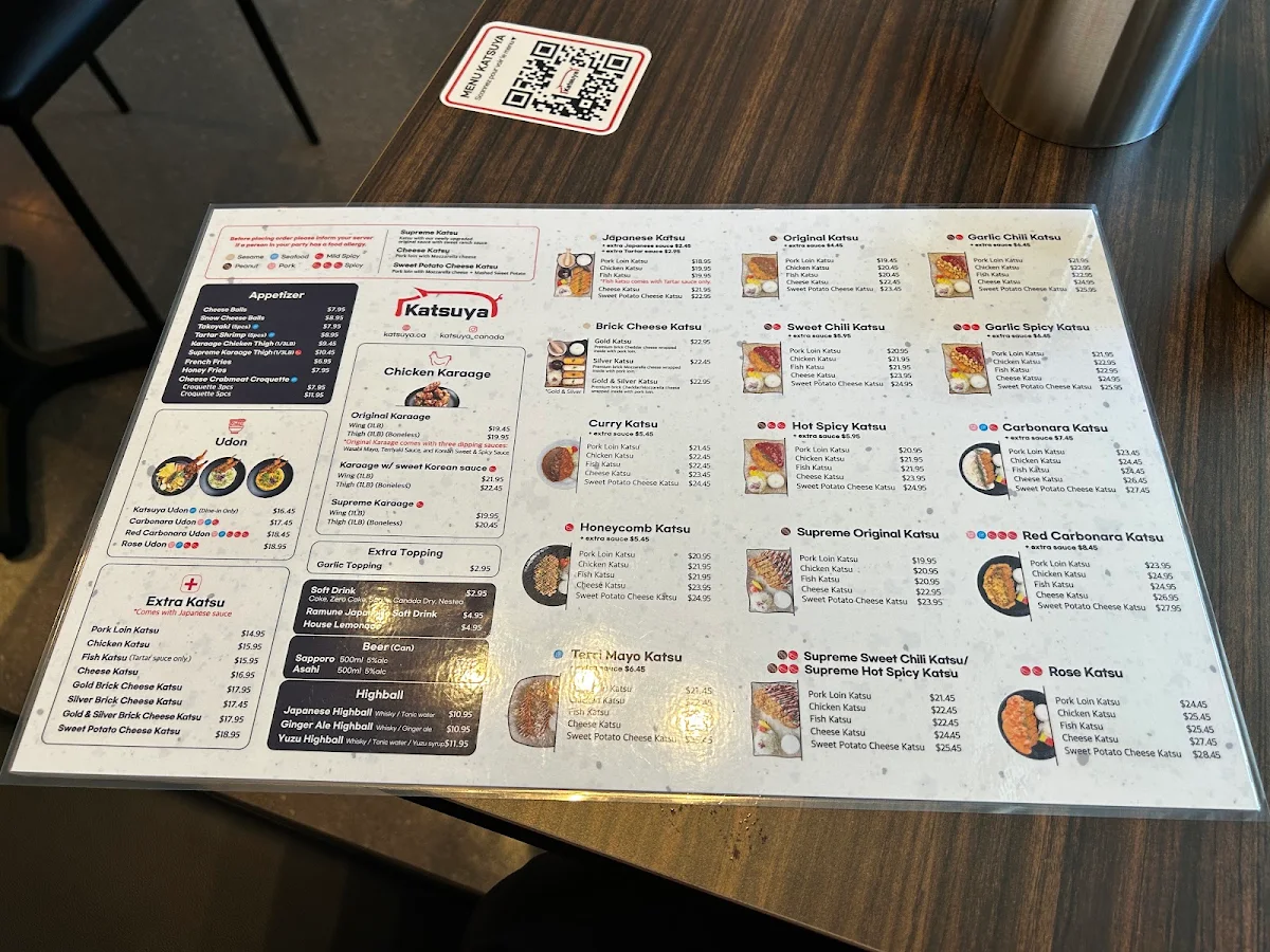 Menu, Katsuya Montréal