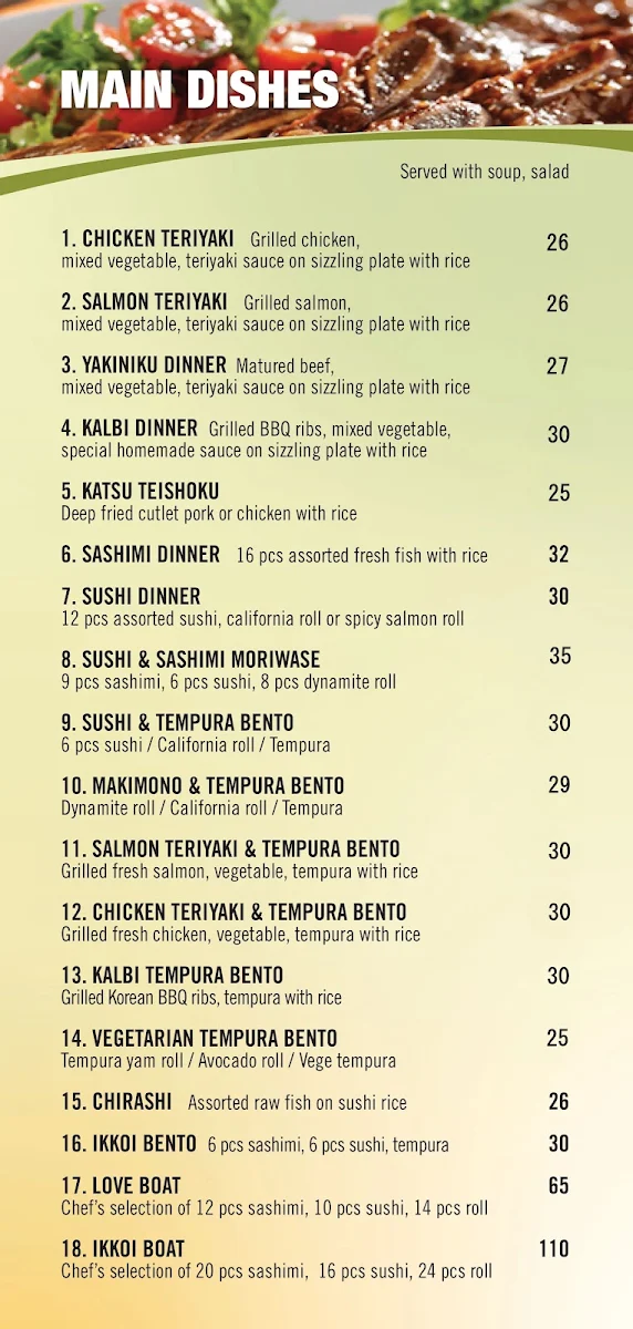 Menu, Ikkoi Sushi & Ramen Japanese Cuisine