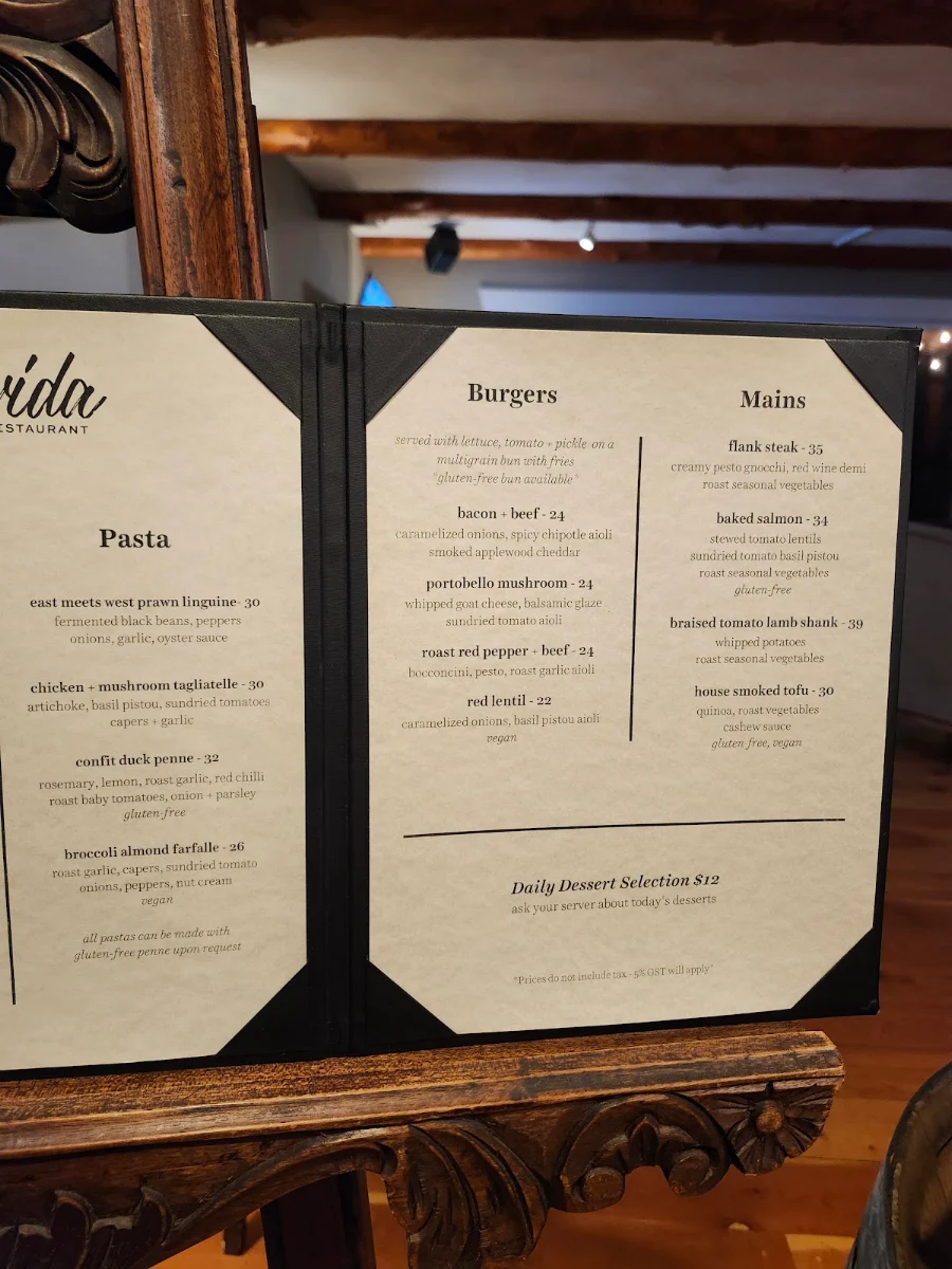 Menu, Atrevida Restaurant