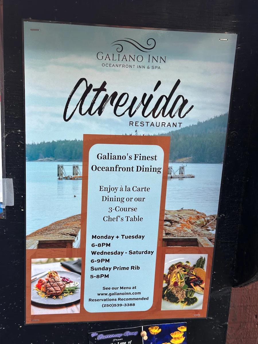 Menu, Atrevida Restaurant