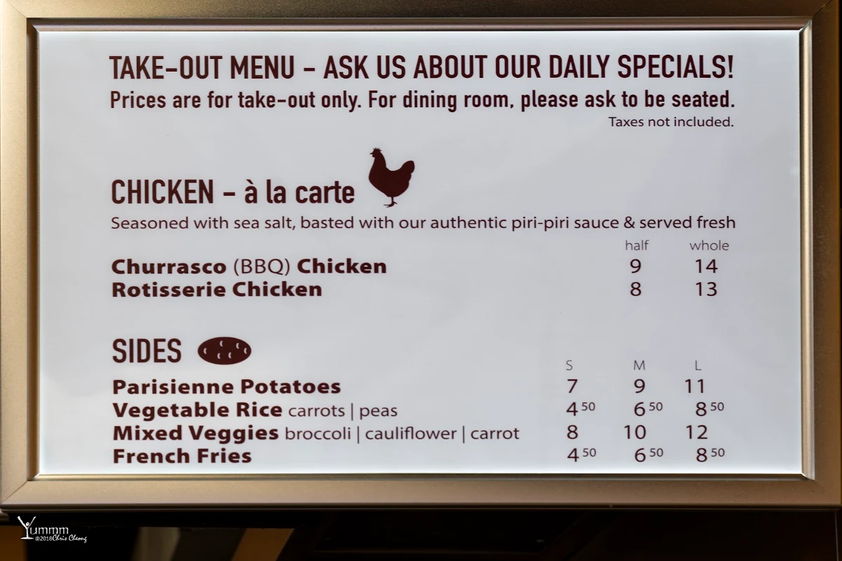 Menu, Churrasco of Portugal