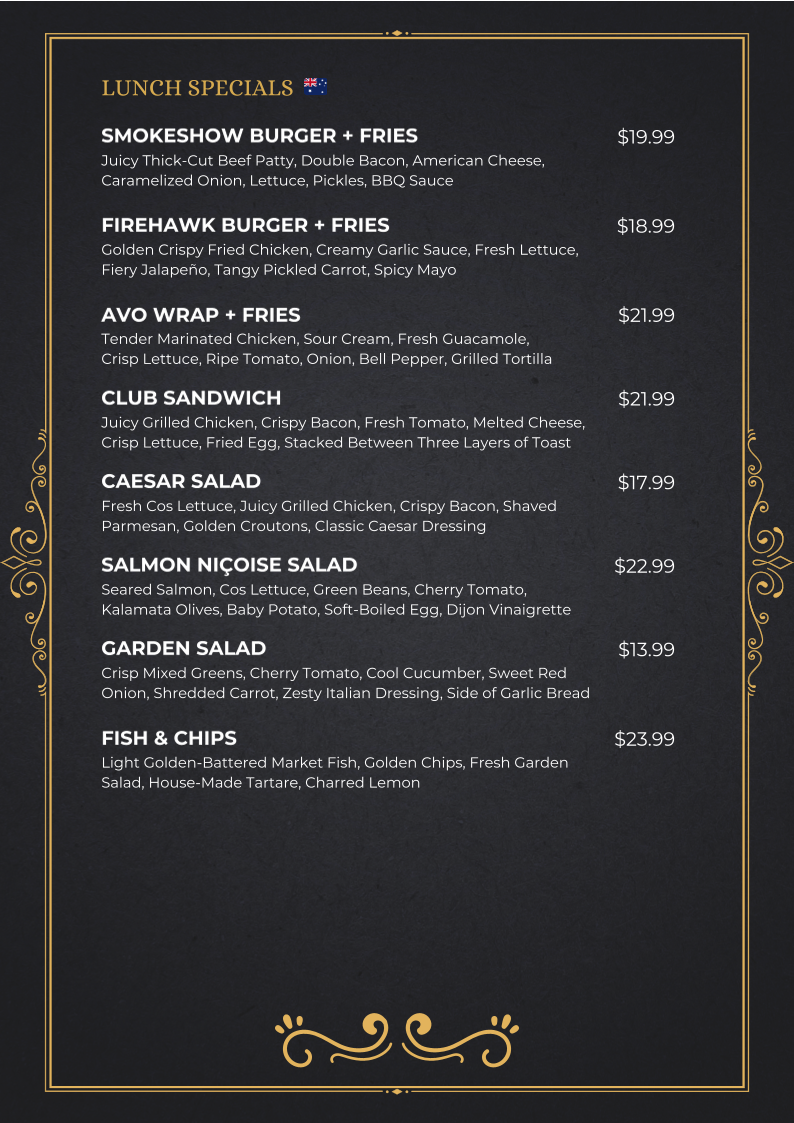 Menu, The Grand Monarque