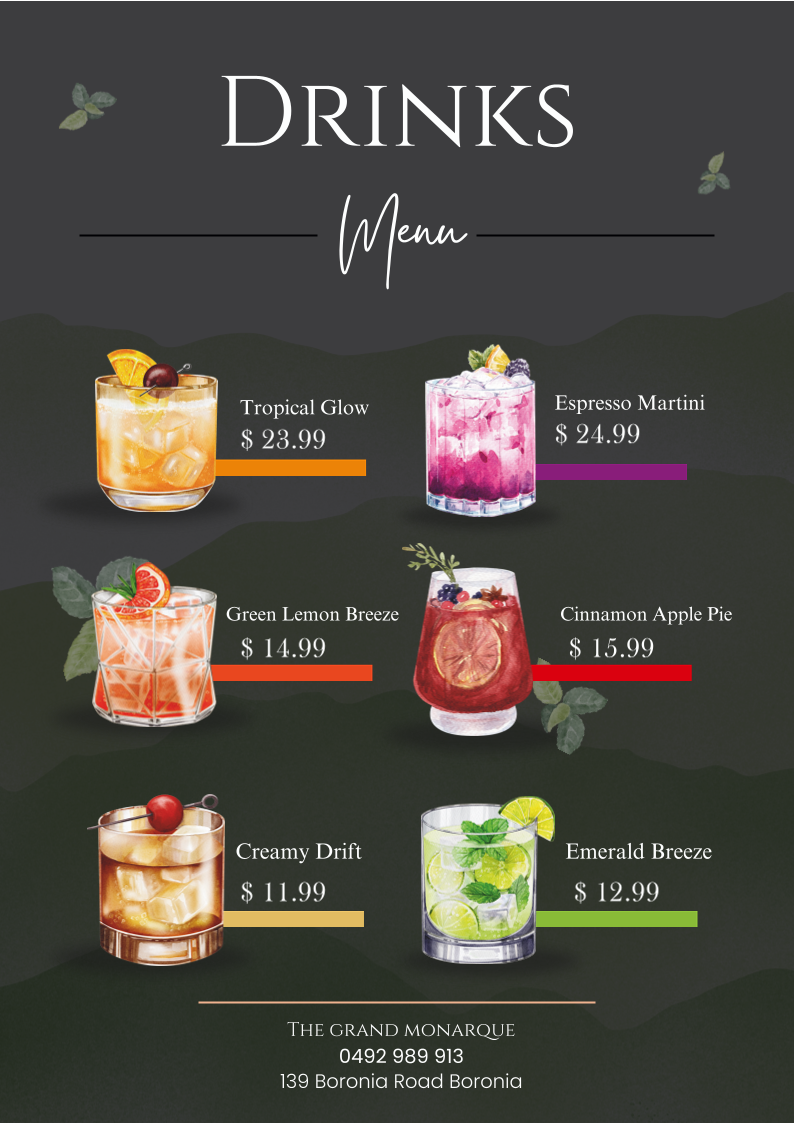 Menu, The Grand Monarque
