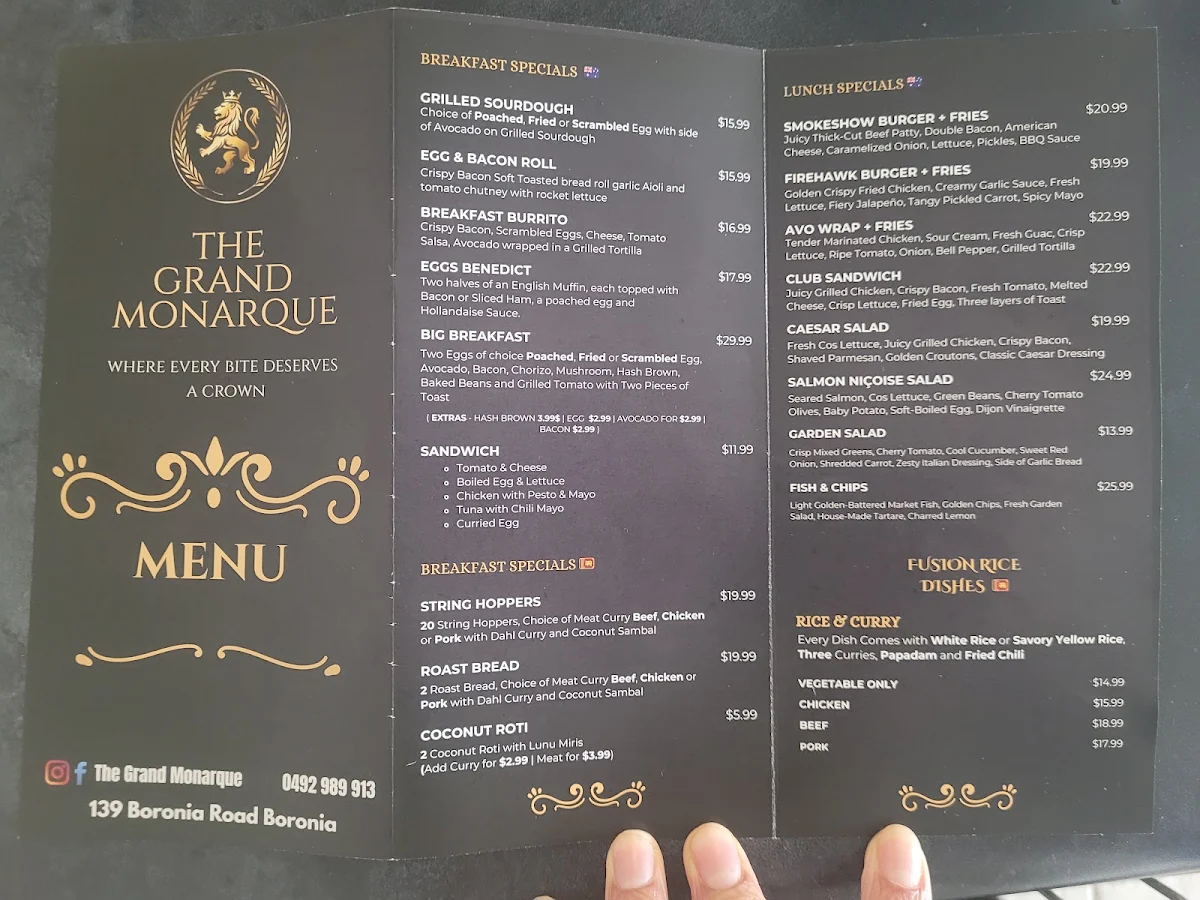 Menu, The Grand Monarque