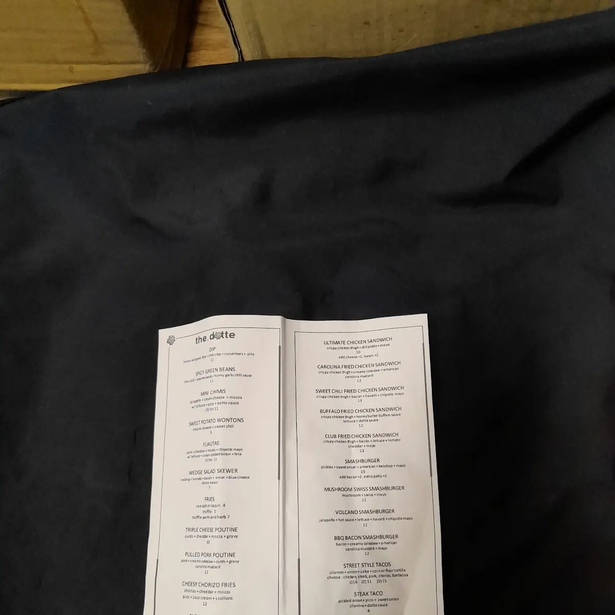 Menu, the dotte