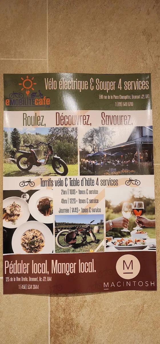 Menu, Le Macintosh Pub Bromont Inc.