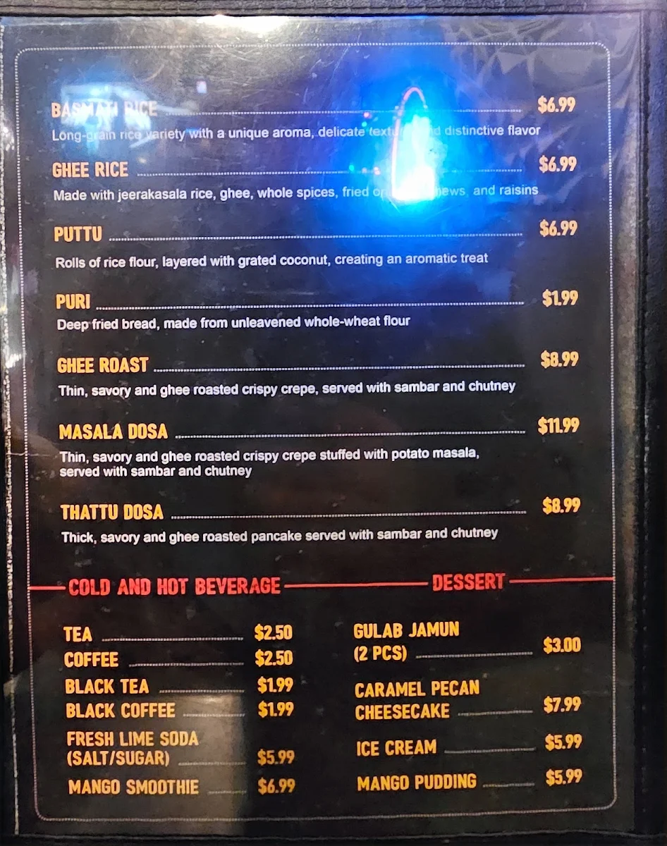 Menu, Nammude Kada Restaurant & Bar / Club 410