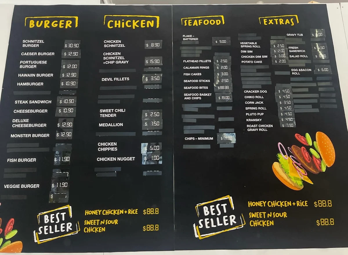Menu, Honey chicken takeaway