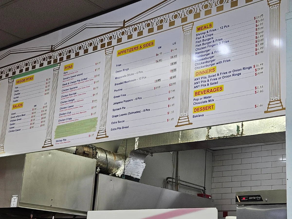 Menu, Greek Pitas Restaurant & Submarines
