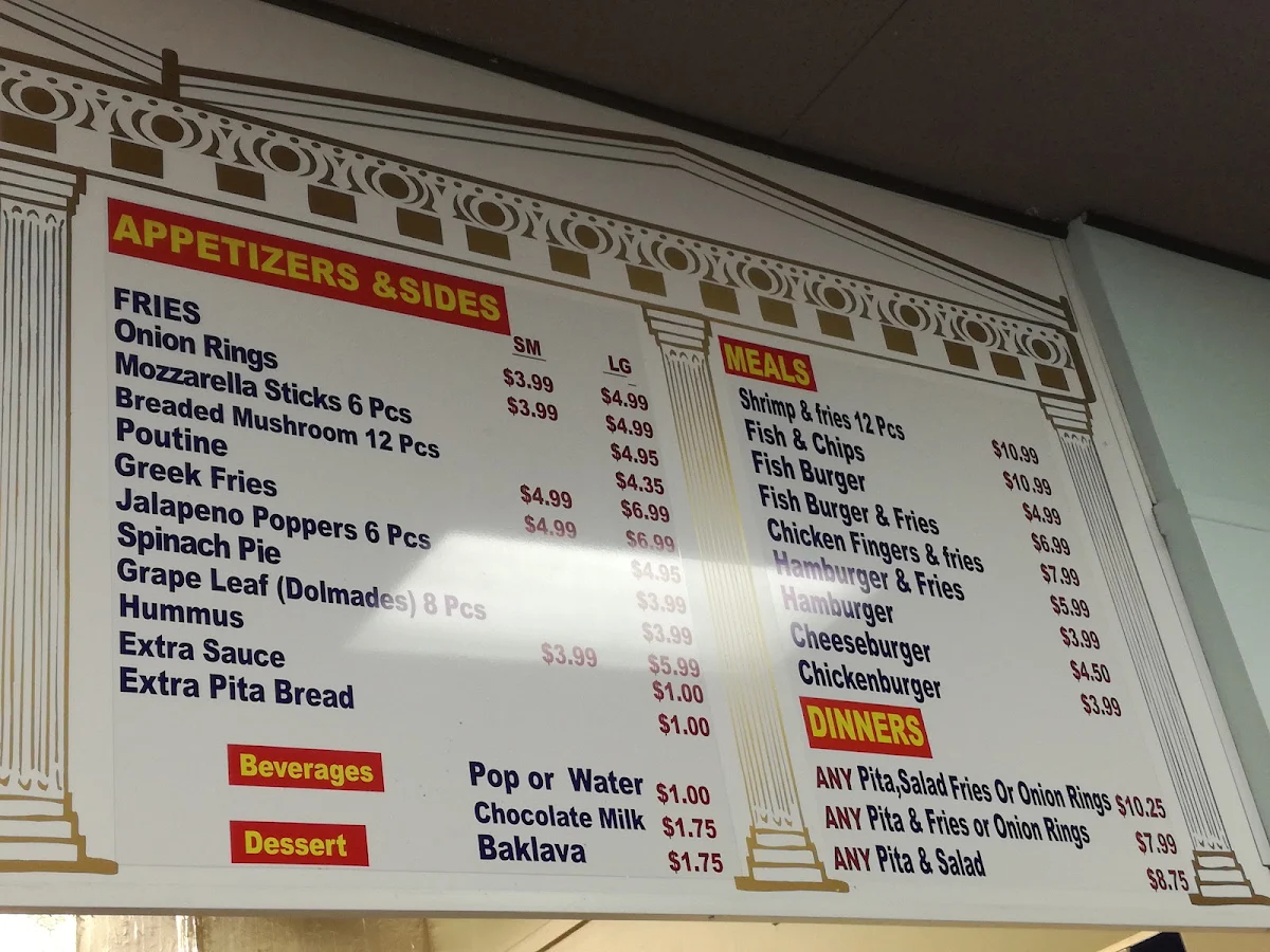Menu, Greek Pitas Restaurant & Submarines