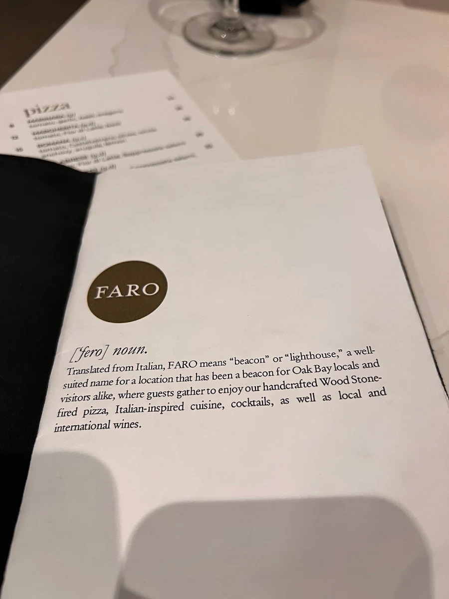 Menu, FARO Pizza