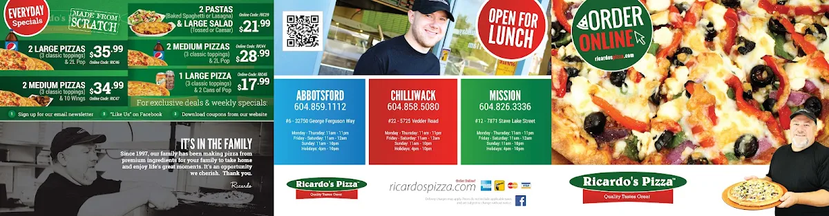 Menu, Ricardo's Pizza
