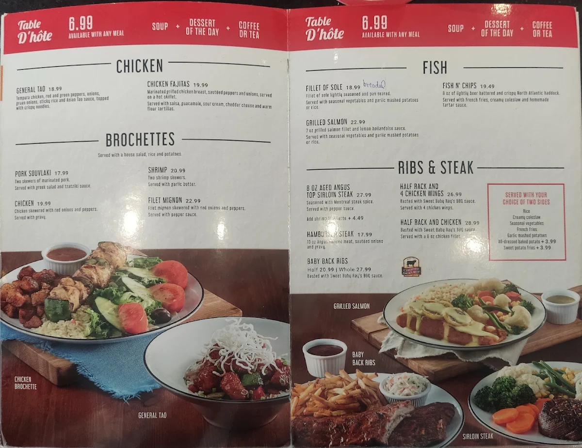 Menu, Restaurant NICKELS (Saint-Jérôme)