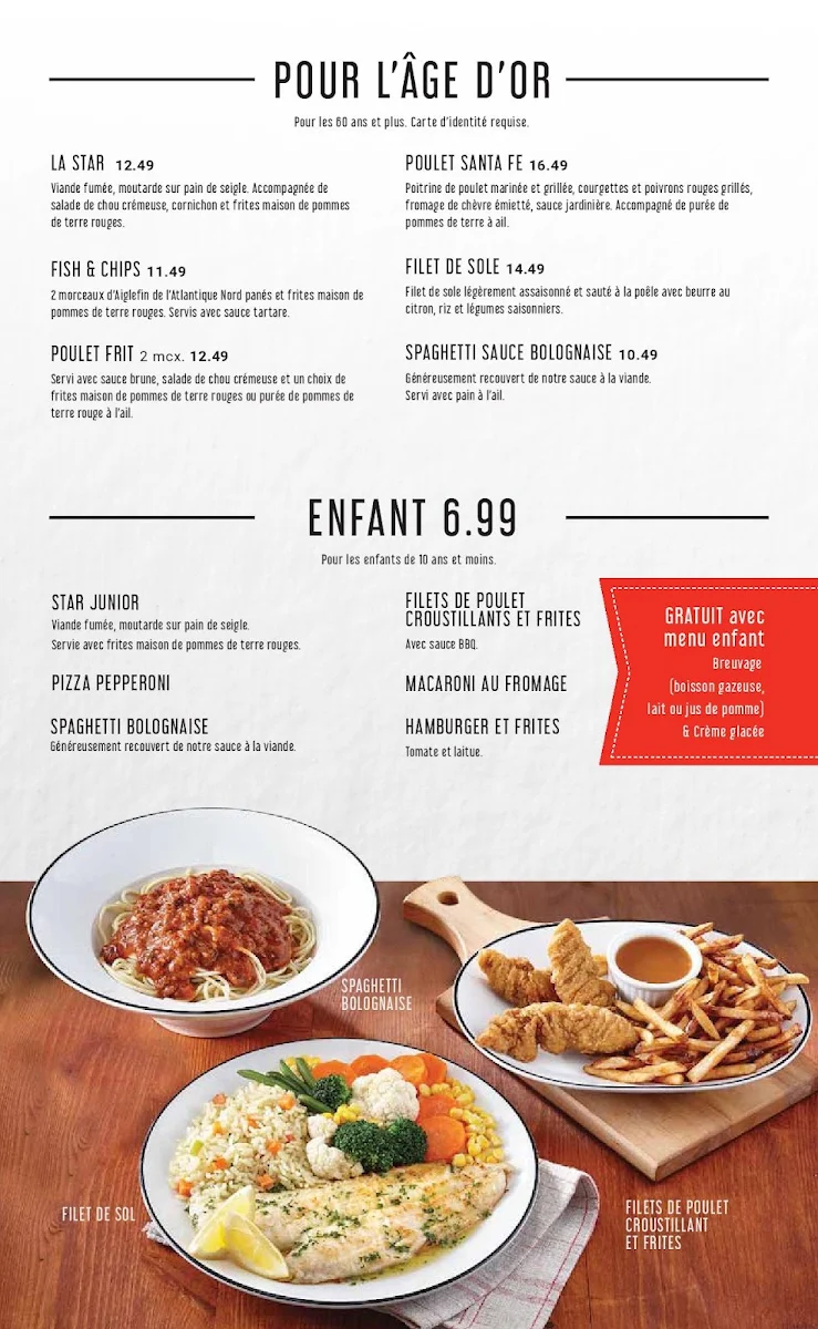 Menu, Restaurant NICKELS (Saint-Jérôme)