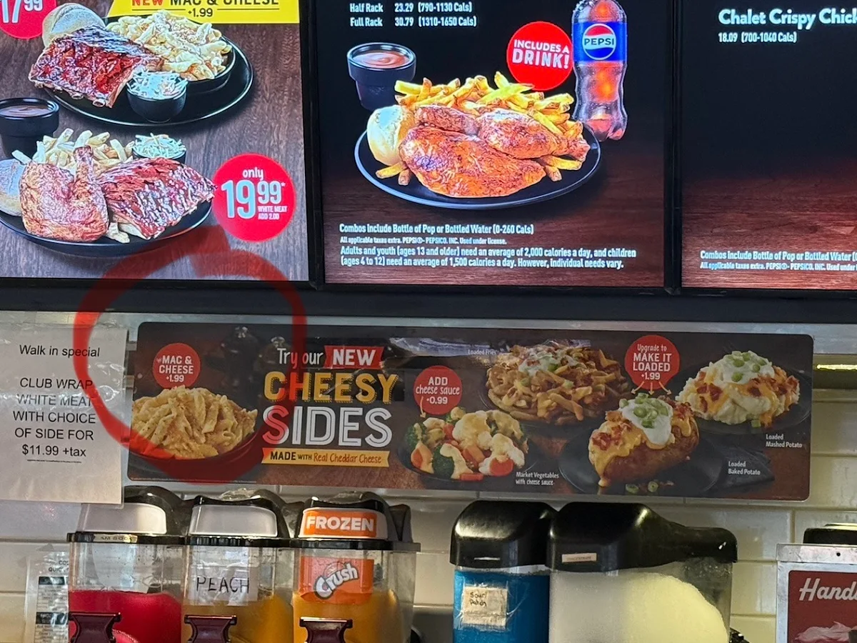 Menu, Harvey's
