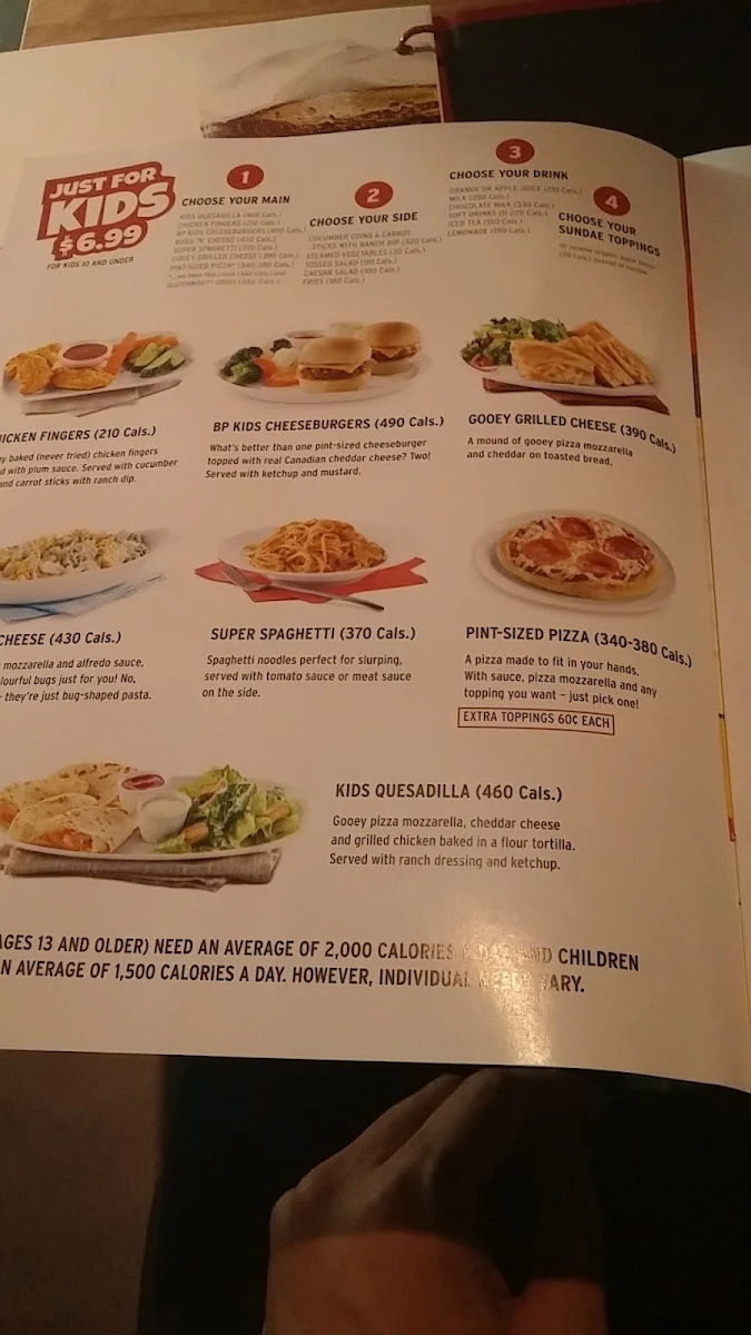 Menu, Harvey's