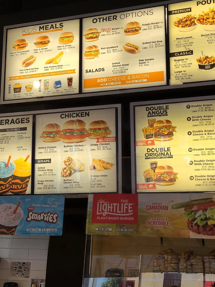 Menu, Harvey's