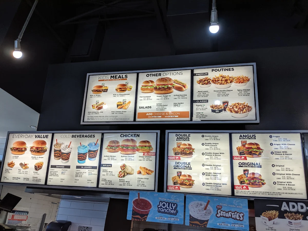 Menu, Harvey's